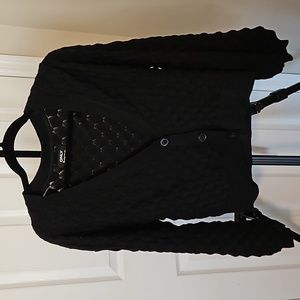 ONLY Black Scallop Pattern Knit Cardigan